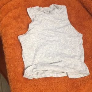 High necked tight Aveto cropped top.